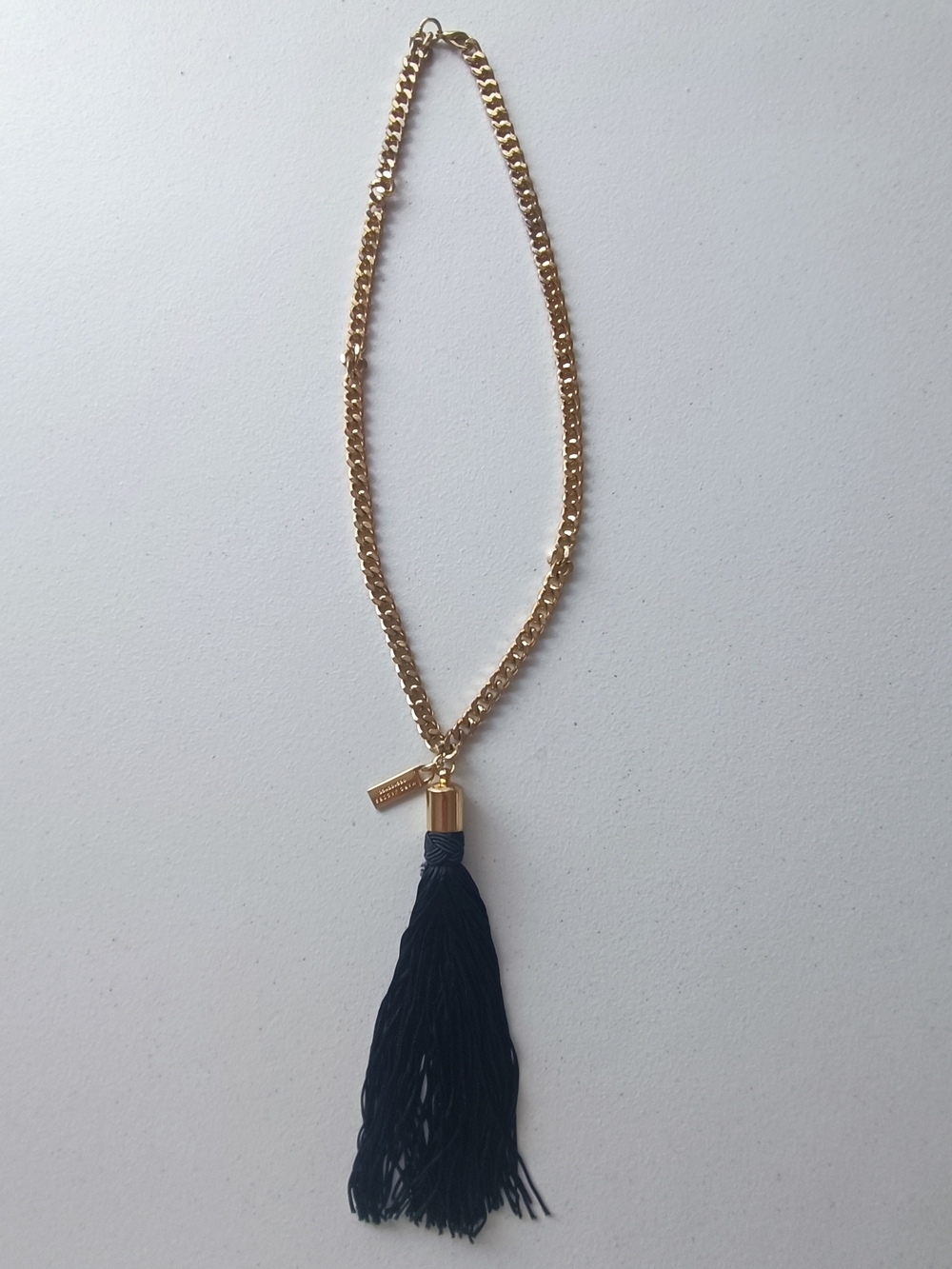 MARC JACOBS Decadence Gold Chain Black Long Tassel Necklace Statement Piece